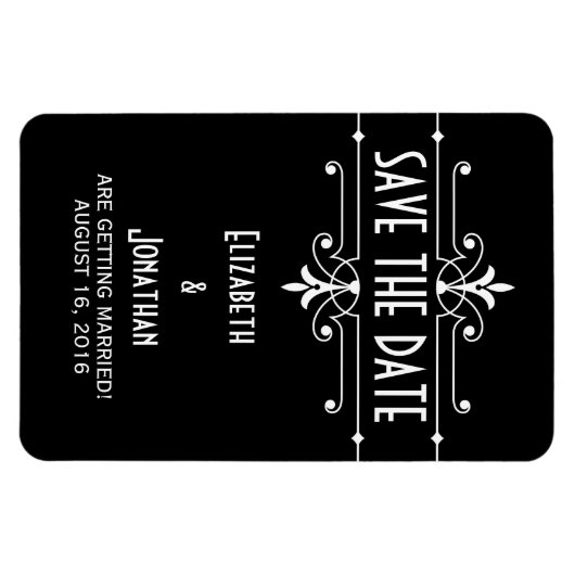 Ebony Fancy sierlijk sparen de Magnet van de Datum Magneet (Horizontaal)