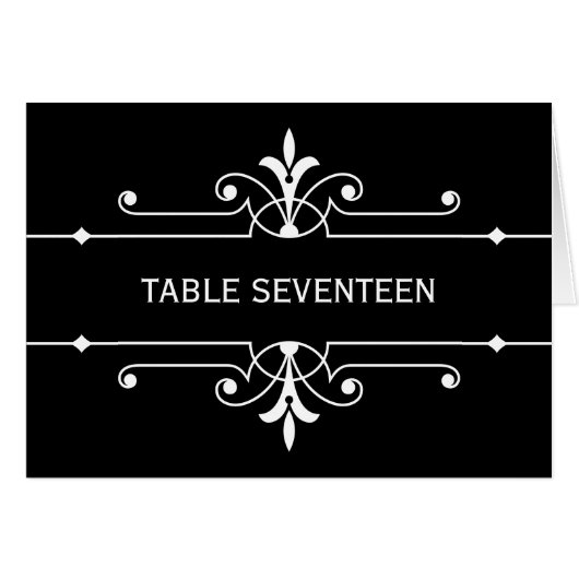 Ebony Fancy versiental Table Number Kaart (Voorkant Horizontaal)