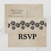 Ebony Floral RSVP Briefkaart (Voorkant / Achterkant)