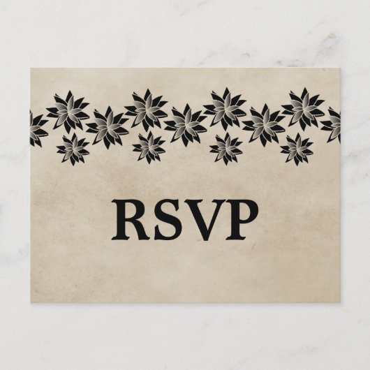 Ebony Floral RSVP Briefkaart (Voorkant)