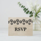 Ebony Floral RSVP Briefkaart (Staand voorkant)