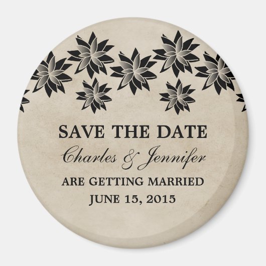Ebony Floral  Save the Date Magnet (Voorkant)