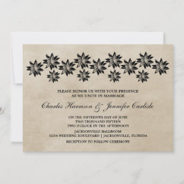 Ebony Floral Vintage Wedding Invitation Kaart