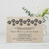 Ebony Floral Vintage Wedding Invitation Kaart (Staand voorkant)