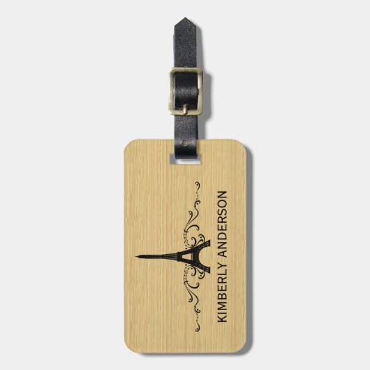 Ebony French Flourish Bagagelabel (Voorkant verticaal)