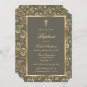 Ebony Gold Cross Script Bloemendoop Kaart (Voorkant / Achterkant)