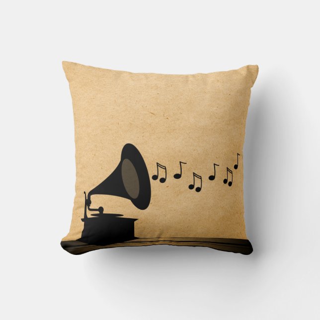 Ebony  Gramophone Pillow Kussen (Voorkant)