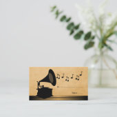 Ebony Gramophone Place Card Plaatskaartje (Staand voorkant)