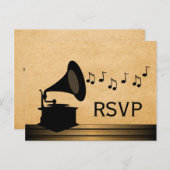 Ebony Gramophone RSVP Briefkaart (Voorkant / Achterkant)