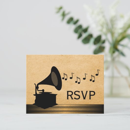 Ebony  Gramophone RSVP Briefkaart (Staand voorkant)