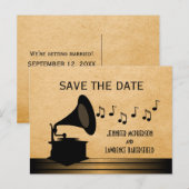 Ebony  Gramophone Save the Date Briefkaart (Voorkant / Achterkant)