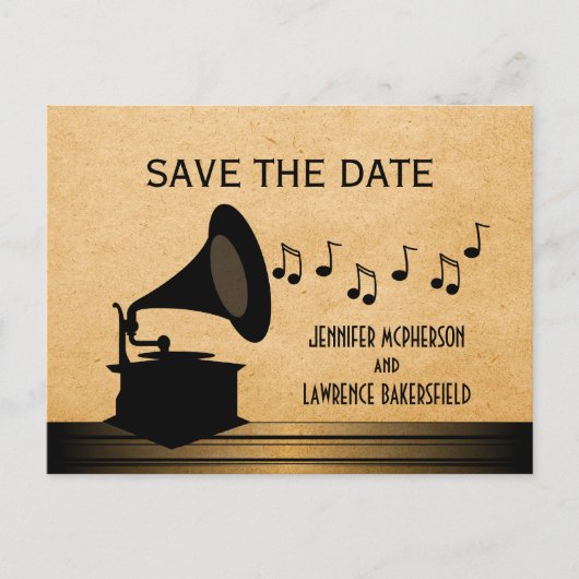 Ebony  Gramophone Save the Date Briefkaart (Voorkant)