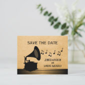 Ebony  Gramophone Save the Date Briefkaart (Staand voorkant)