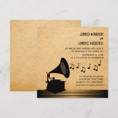 Ebony  Gramophone Wedding Invite Kaart (Voorkant / Achterkant)