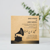 Ebony  Gramophone Wedding Invite Kaart (Staand voorkant)