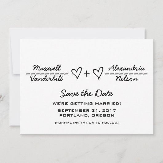 Ebony Heart vergelijking sparen de Datum uitnodige Kaart (Voorkant)