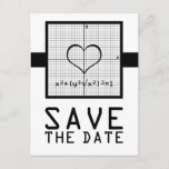 Ebony Heart Wiskunde Graph Save the Date Briefkaar Aankondigingskaart<br><div class="desc">Een paar wiskunde nerds in liefde zou het gemakkelijk vinden om te berekenen dat dit sparen de datum de voor de hand liggende oplossing zou zijn om hun bruiloft aan te kondigen. Quirky en vol van nerdy charm is deze unieke Grafiek van de Wiskunde van het Hart sparen het Briefkaart...</div>