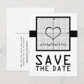 Ebony Heart Wiskunde Graph Save the Date Briefkaar Aankondigingskaart (Voorkant / Achterkant)