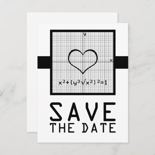 Ebony Heart Wiskunde Graph Save the Date Briefkaar Aankondigingskaart (Voorkant / Achterkant)