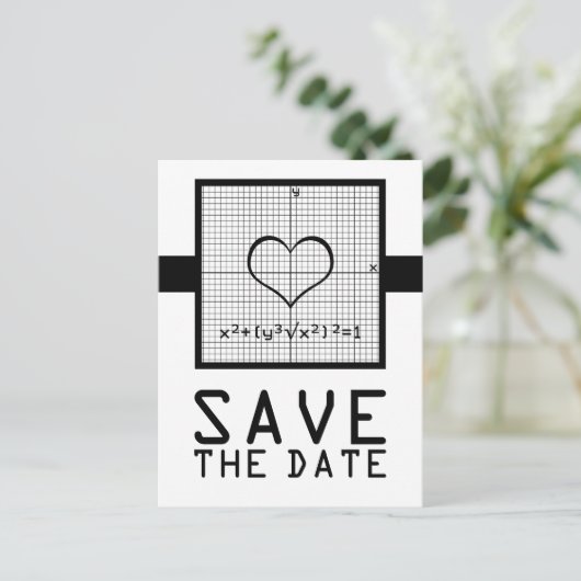 Ebony Heart Wiskunde Graph Save the Date Briefkaar Aankondigingskaart (Staand voorkant)