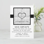 Ebony Heart Wiskunde Graph Save the Date Invite (Staand voorkant)