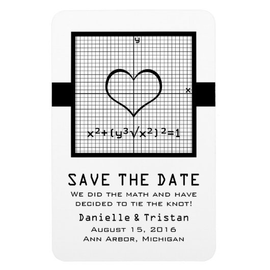 Ebony Heart Wiskunde Graph Save the Date Magnet Magneet (Verticaal)
