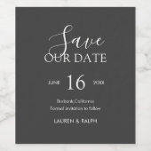 Ebony & Ivoor | Chic Minimal Save the Date Wedding Wijn Etiket (Enkel label)