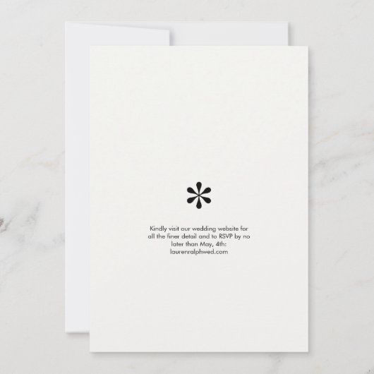 Ebony & Ivoor | Chic minimale bruiloft Kaart (Achterkant)