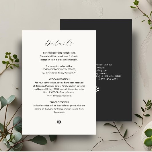 Ebony & Ivoor | Chic QR Code Wedding Details RSVP Kaartje