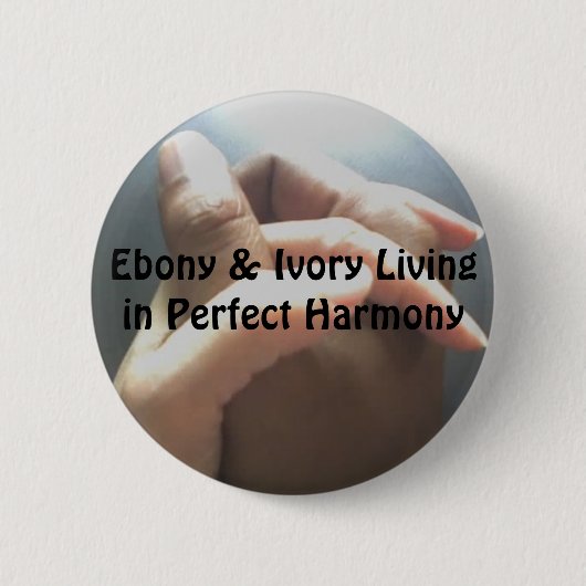Ebony & ivoor die in perfecte harmonie leeft ronde button 5,7 cm (Voorkant)