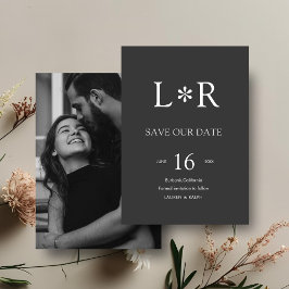 Ebony & Ivoor | Stijlvolle moderne save the date Kaart