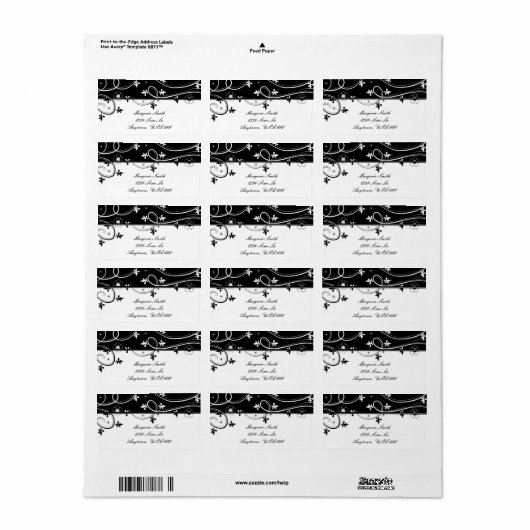 Ebony Leaf Blooms Address Label (Full Sheet)