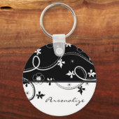 Ebony Leaf Blooms Sleutelhanger (Voorkant)