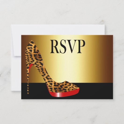 Ebony Leopard Stiletto Stripes RSVP Kaartje (Voorkant)
