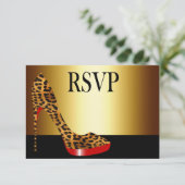 Ebony Leopard Stiletto Stripes RSVP Kaartje (Staand voorkant)