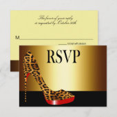 Ebony Leopard Stiletto Stripes RSVP Kaartje (Voorkant / Achterkant)