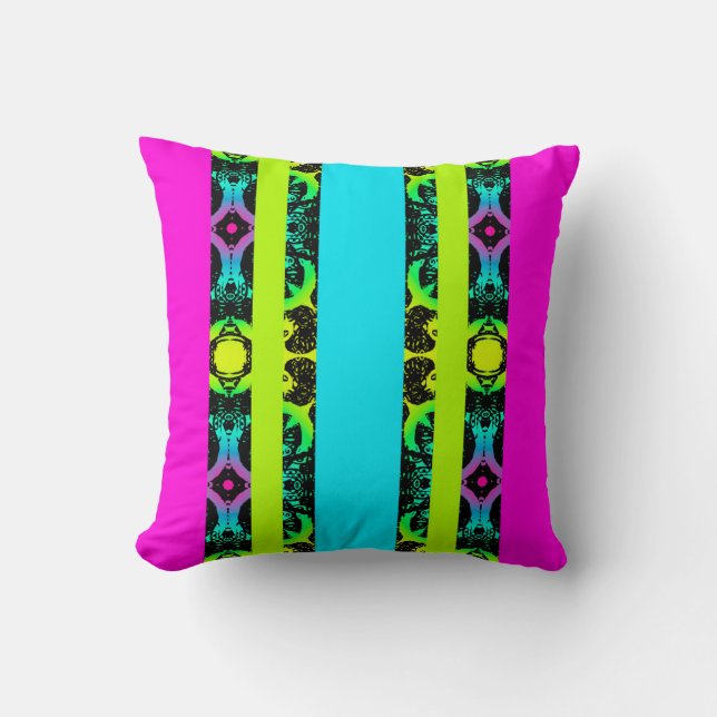 Ebony Lime Modern Afrikaans Zwart & Groen Geometri Kussen (Voorkant)