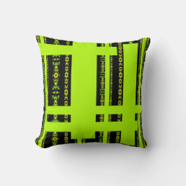 Ebony Lime Modern Afrikaans Zwart & Groen Geometri Kussen