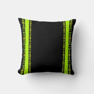 Ebony Lime Modern Afrikaans Zwart & Groen Geometri Kussen
