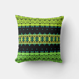 Ebony Lime Modern Afrikaans Zwart & Groen Geometri Kussen