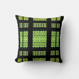 Ebony Lime Modern Afrikaans Zwart & Groen Geometri Kussen