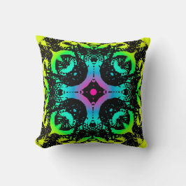 Ebony Lime Modern Afrikaans Zwart & Groen Geometri Kussen
