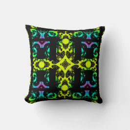 Ebony Lime Modern Afrikaans Zwart & Groen Geometri Kussen