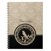 Ebony Lovebird Damask Notitieboek (Voorkant)