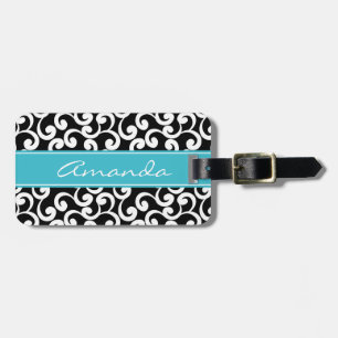 Ebony Monogrammed Elements Print Bagagelabel