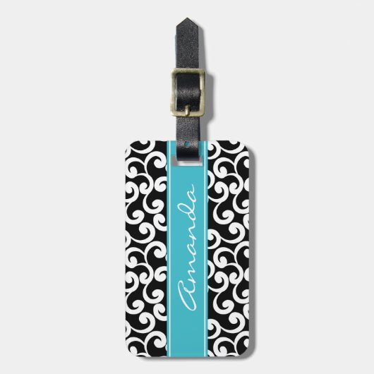 Ebony Monogrammed Elements Print Bagagelabel (Voorkant verticaal)