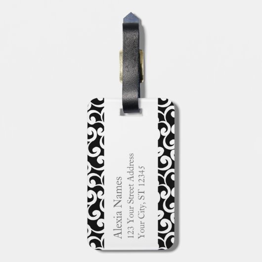 Ebony Monogrammed Elements Print Bagagelabel (Achterkant verticaal)