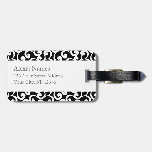 Ebony Monogrammed Elements Print Bagagelabel (Achterkant horizontaal)