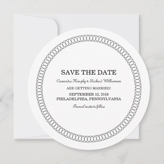 Ebony Omcirkelde Save the Date Uitnodiging (Voorkant)