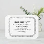 Ebony Omcirkelde Ticket Save the Date Uitnodiging (Staand voorkant)
